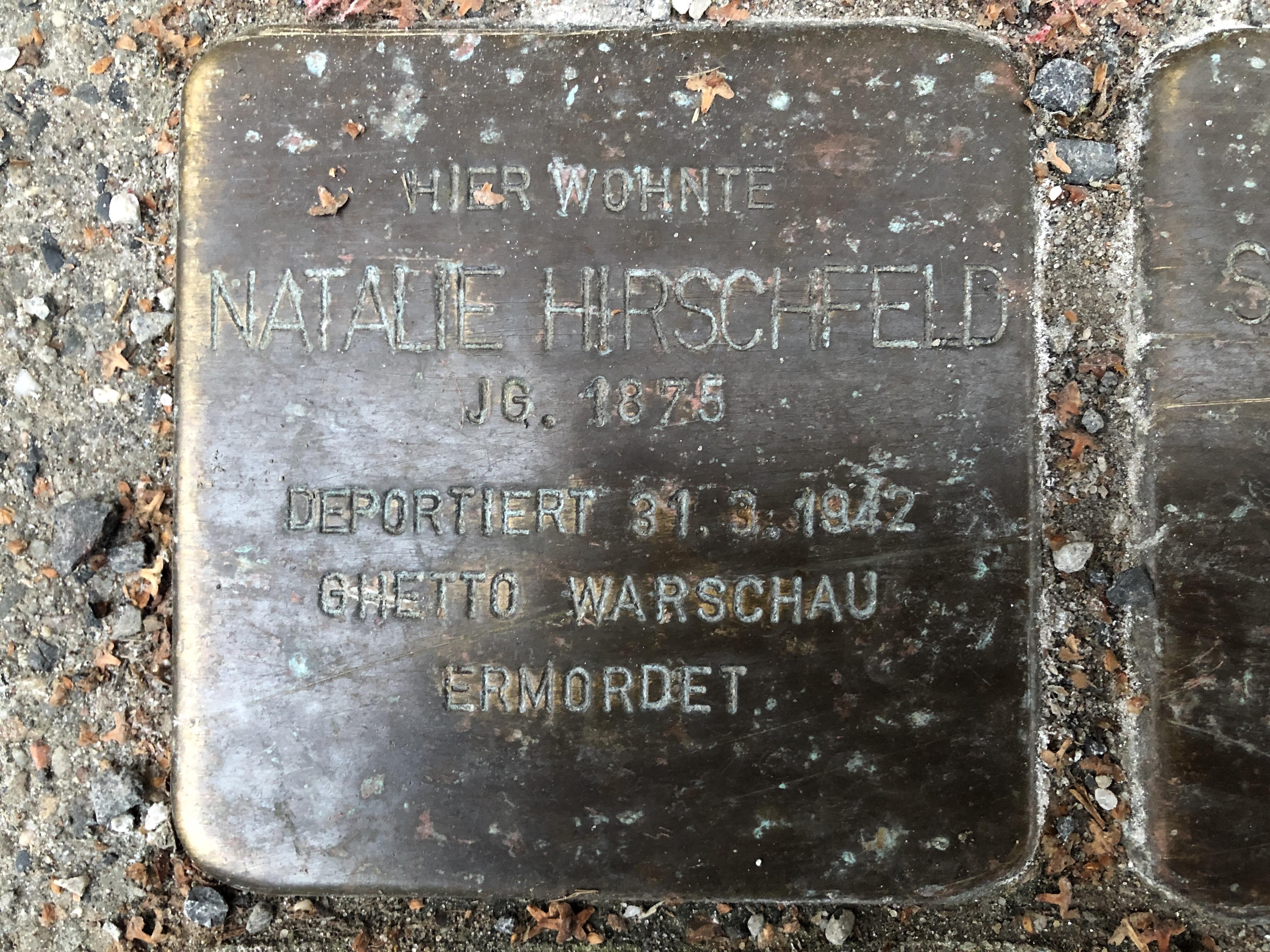 Stolperstein dedicated to Natalie Hirschfeld